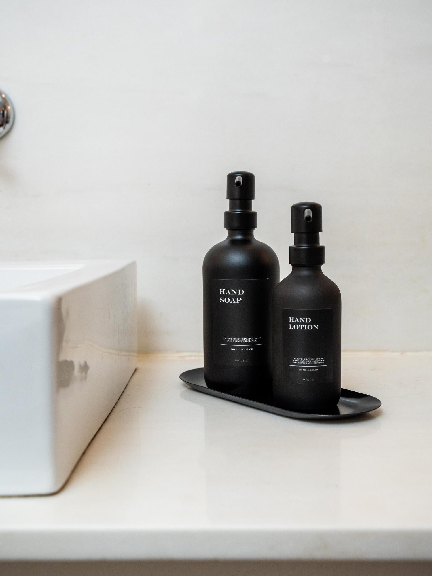 Geschenkset "Seifenspender" - Schwarz - Glas (All Black Edition)