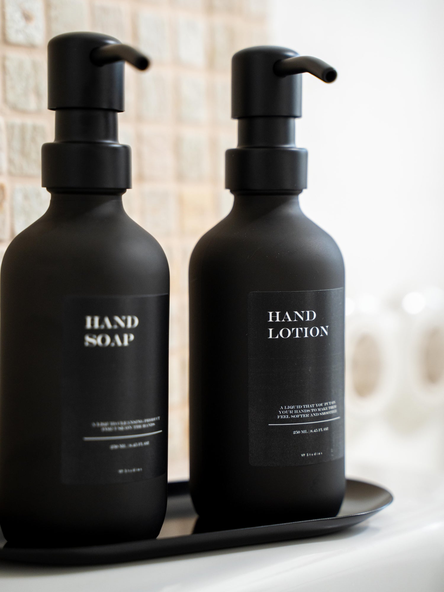 Geschenkset "Seifenspender" - Schwarz - Glas (All Black Edition)