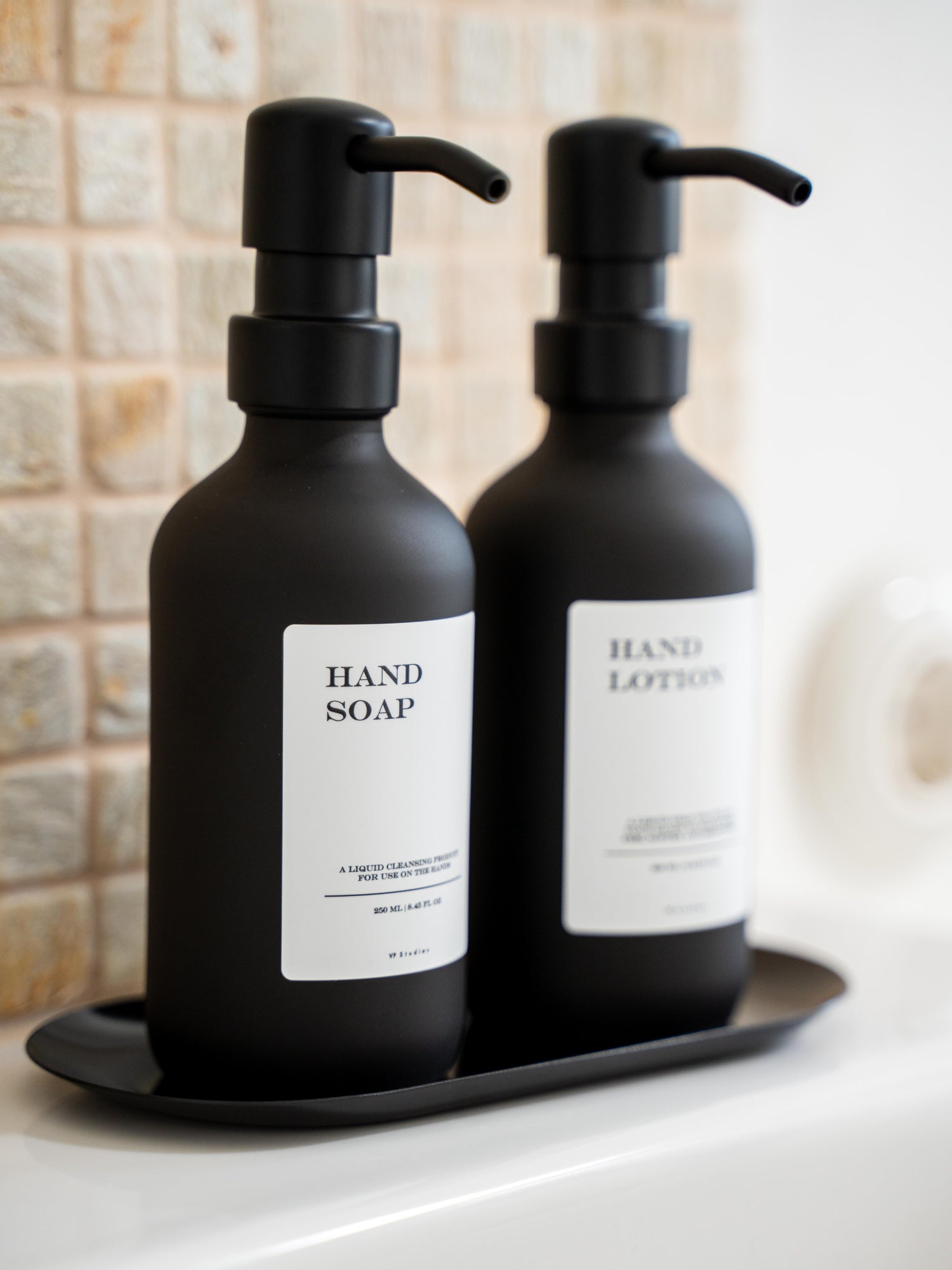 Geschenkset "Seifenspender" - Schwarz - Glas