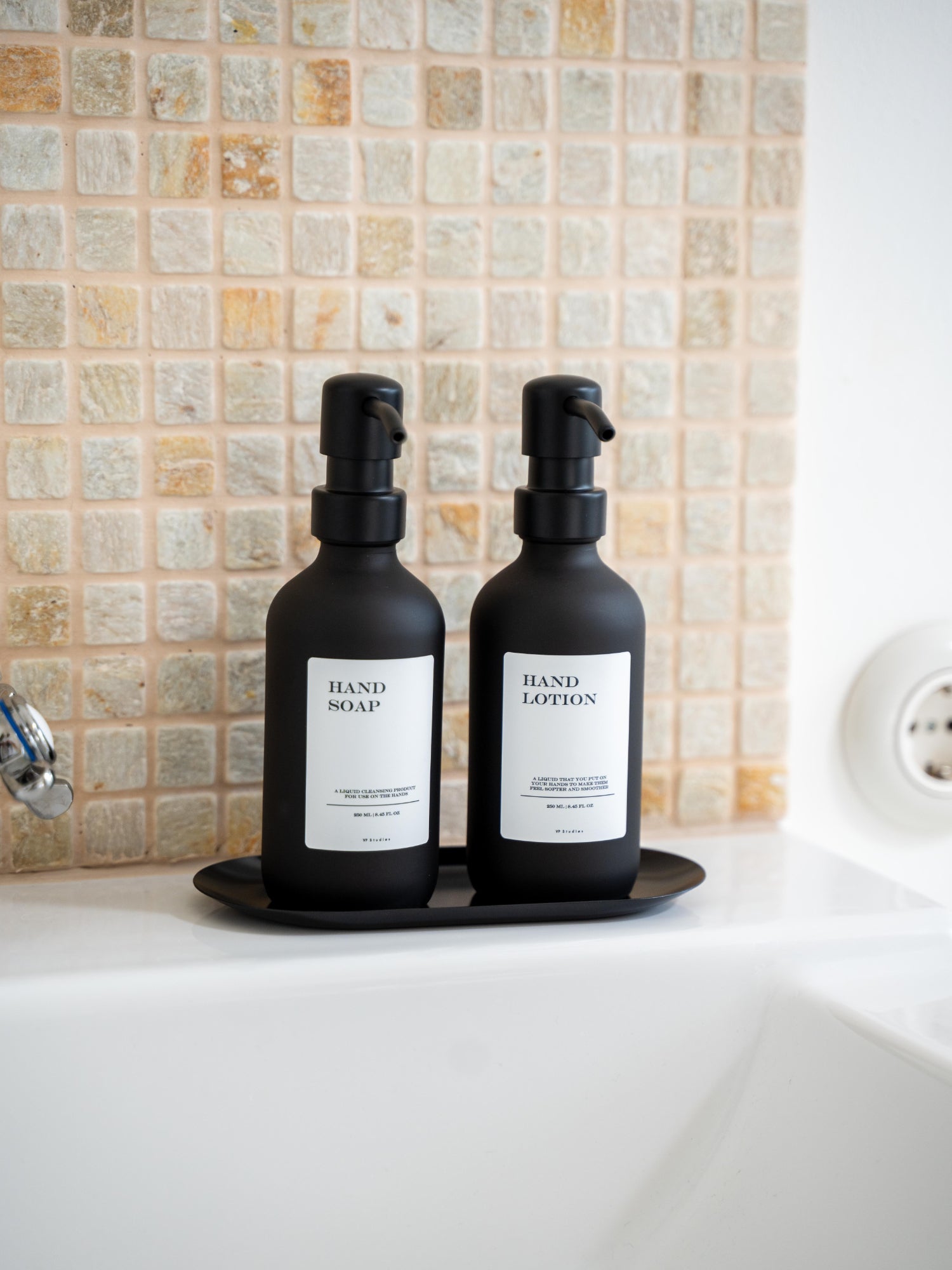 Geschenkset "Seifenspender" - Schwarz - Glas