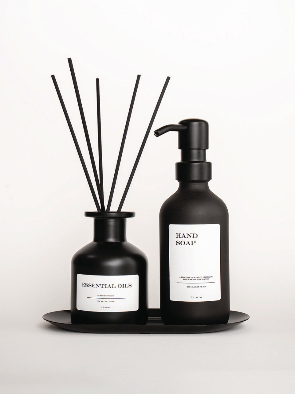 Geschenkset "Seifenspender + Raumduft" - Schwarz - Glas