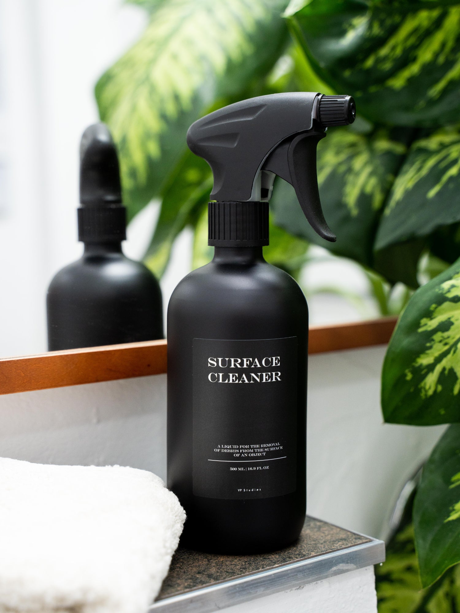 500ml Sprühflasche - Schwarz - Glas (All Black Edition)